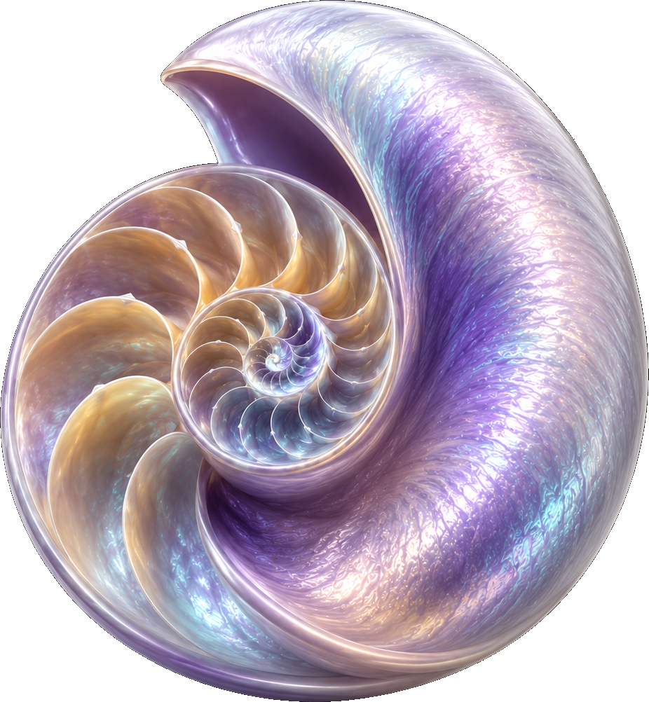 Iridescent nautilus shell